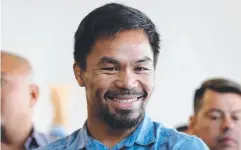  ?? Picture: TARA CROSER ?? ALL SMILES: Pacquiao at the Worship Centre.