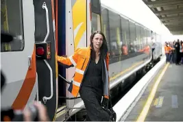  ?? RICKY WILSON/STUFF ?? Prime Minister Jacinda Ardern boarded the Kiwirail Coastal Pacific train at Blenheim railway station, top, and disembarke­d at Kaiko¯ ura. It was the first official passenger service to Kaiko¯ ura since the earthquake wrecked the railway in 2016.