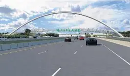  ?? COURTESY FDOT ?? The Maitland pedestrian bridge, seen in this rendering, will be suspended high above I-4.