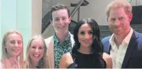  ?? PHOTO: SUPPLIED ?? Starstruck . . . Central Otago youth advocates (from left) Courtney Smith, Ashleigh Smith and Max Hall meet the Duke and Duchess of Sussex at the Auckland War Memorial Museum reception.