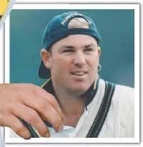  ?? ?? Warne wearing his cap in typically jaunty style, a familiar sight in his early days in Test cricket and also in the limited-overs game (left).