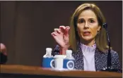  ?? ANNA MONEYMAKER VIA AP ?? Supreme Court nominee Amy Coney Barrett speaks during a confirmati­on hearing before the Senate Judiciary Committee, Wednesday on Capitol Hill in Washington.