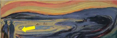  ??  ?? El lago. Los conservado­res del Museo Munch de Oslo observaron cómo aparecían unas manchas blanquecin­as en algunas zonas del cuadro,como en el cielo o en el lago, donde el pintor utilizó amarillo de cadmio para dar más brillo a su paleta de colores. Era un material sintético nuevo cuya longevidad no había sido aún probada.