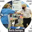  ??  ?? . Boris bumps: . . The PM in Cwmbran.