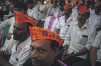  ?? ?? BJP supporters attend an election campaign rally addressed by Prime Minister Narendra Modi at the weekend in Mysuru. The election is expected to cost US$14.4 billion, making it the world’s most expensive. GETTY IMAGES