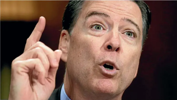  ??  ?? James Comey is sure to face pointed questions from the Senate Intelligen­ce Committee about whether President Donald Trump directly asked him to squash the Michael Flynn investigat­ion, and whether he thinks he was fired for refusing to do so.