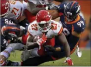  ?? ASSOCIATED PRESS ?? Kareem Hunt had 175 total yards and scored the gamewinnin­g touchdown on Oct. 1 in the Chiefs’ come-frombehind win over the Broncos.