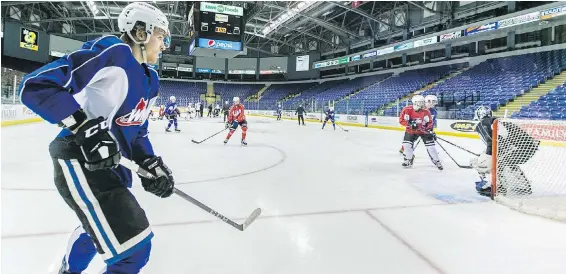  ?? DARREN STONE, TIMES COLONIST ?? Igor Martynov and the Victoria Royals prepare Thursday to take on the Kamloops Blazers in their WHL playoff opener tonight at Save-on-Foods Memorial Centre.