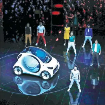  ?? XINHUA ?? Daimler AG’s new Smart concept autonomous car Vision EQ is displayed during the Frankfurt Internatio­nal Motor Show (IAA) in Germany