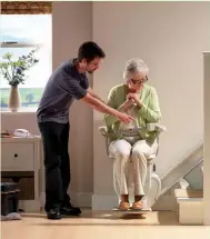  ??  ?? Stairs made easy: Learning to use a new stairlift