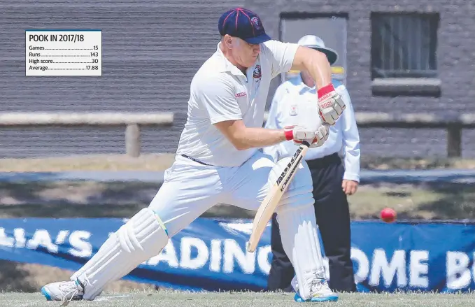  ?? Picture: MIKE BATTERHAM ?? After almost three decades away from the game, Rob Pook has returned to first grade cricket as a 51-year-old and now plays for Surfers Paradise.