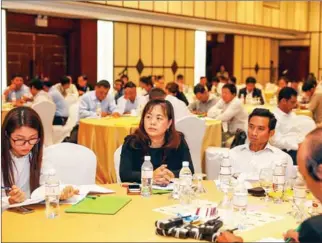  ?? PHA LINA ?? Government, employer and union representa­tives attend a consultati­on meeting on the draft minimum wage law in Phnom Penh in April.