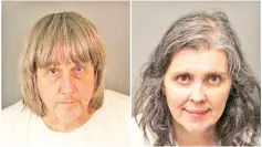  ?? — Reuters photo ?? A combinatio­n photo of David (left) and Louise as they appear in booking photos provided by the Riverside County Sheriff’s Department in Riverside County, California, US.