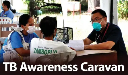  ??  ?? Free TB care. A doctor interviews a man who is about to enroll for TB treatment. Basic TB care services in the Philippine­s is free and available in most rural and city health units. A recent push by the government and its partners has also expanded TB...