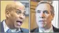  ??  ?? Democratic U.S. Sens. Cory Booker of New Jersey (left) and Jeff Merkley of Oregon want harassment allegation­s against Donald Trump re-examined.