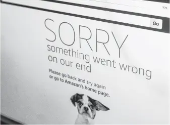  ?? Richard B. Levine / TNS ?? Error messages with the word “sorry” emblazoned above a dog greeted many customers trying to shop during Amazon’s Prime Day sales promotion on Monday afternoon.