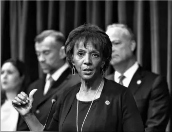  ?? AP Photo/Damian Dova rganes ?? In this 2019 file photo, Los Angeles County District Attorney, Jackie Lacey speaks during a news conference in Los Angeles.