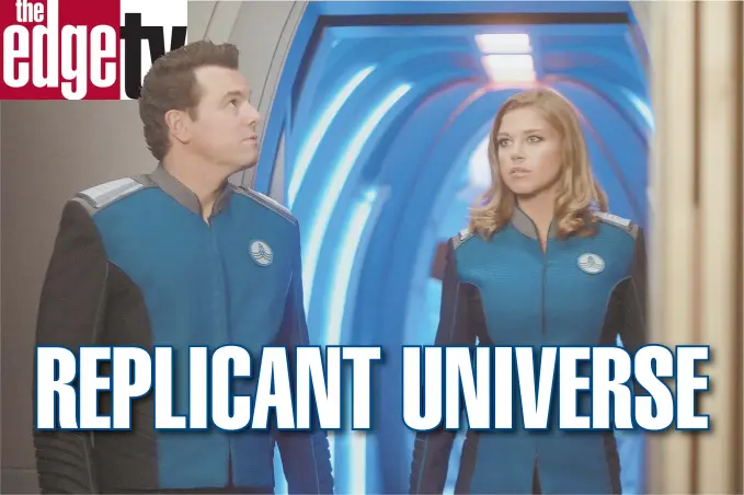  ??  ?? NO FLIGHT OF FANCY: Seth MacFarlane and Adrianne Palicki play a married couple who are later paired as officers on a space vessel in ‘The Orville.’