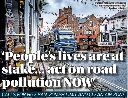  ?? ?? Traffic in Ashbourne town centre is causing dangerousl­y high levels of pollution