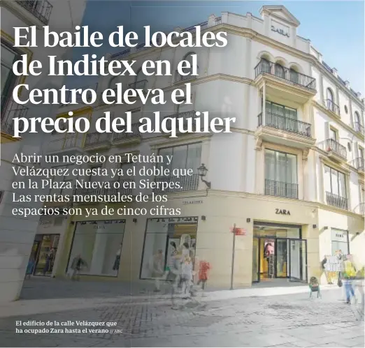  ?? // ABC ?? El edificio de la calle Velázquez que ha ocupado Zara hasta el verano