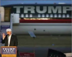  ?? THE ASSOCIATED PRESS ?? Republican presidenti­al candidate Donald Trump speaks during a campaign rally Saturday in Colorado Springs, Colo.