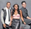 ??  ?? WHEEL DEAL: Aaron Hines ( left), Nichelle Hines and Nick Hounslow saddle up on E! series.