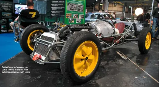  ??  ?? Colin Chapman’s prototype Lotus Twelve makes its first public appearance in 61 years