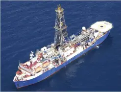  ??  ?? AT SEA: This undated handout aerial photo received from Australian National University in Canberra shows the drill ship Jodies Resolution at sea.—AFP