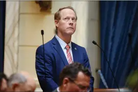  ?? KRISTIN MURPHY — THE DESERET NEWS VIA AP, FILE ?? Sen. Keith Grover, R-provo, listens to the vote call on HB261, Equal Opportunit­y Initiative­s, in the Senate chamber at the Capitol in Salt Lake City on Thursday, Jan. 25, 2024. HB261 passed the Senate by a 23-6 vote.