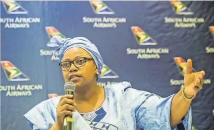  ??  ?? Flight risk: Former SAA chairperso­n Dudu Myeni allegedly put pressure on two senior staff members and ‘orchestrat­ed’ a R15-billion deal, which was not in the airline’s interest. Photo: Deon Raath/Gallo Images