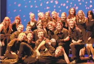  ?? BROADWAY SAN DIEGO ?? The top acting winners at this year’s Broadway San Diego Awards were Tirzah Villarreal, fourth from right in the back row, and Keegan Mcgowan, far right in the middle row.