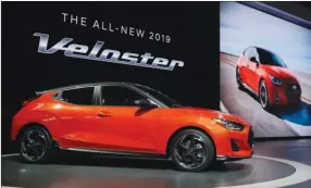  ?? The Associated Press ?? Hyundai unveils the 2019 Veloster at the car show in Detroit.