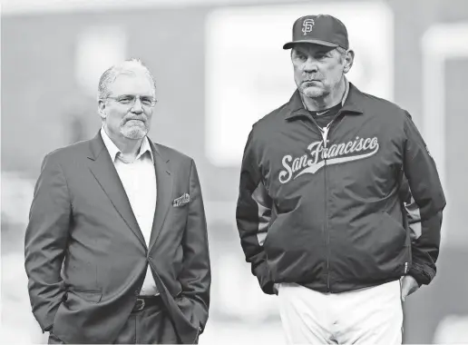 ?? 2011 AP PHOTO BY JEFF CHIU ?? Brian Sabean and Bruce Bochy helped build the Giants.