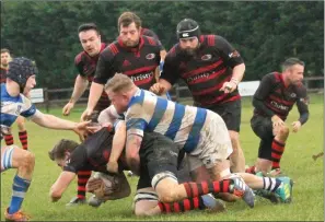  ??  ?? Action from the Oval during the Leinster League Division 2B clash between Arklolw and Athy last weekend.