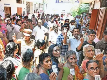  ?? B. JOTHI RAMALINGAM ?? Faring better: R.K. Nagar in Chennai North registered the highest voter turnout of 66.81% among the Assembly segments in the city.
