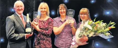  ??  ?? Top L-R Cchief executive Chris White, Volunteer of the Year Kerry McDonagh, South Wigston office manager Marie Yates and long server Jeanette Sobalski