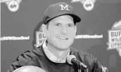  ?? JORDAN MCPHERSON / CORRESPOND­ENT ?? Jim Harbaugh and Michigan open their 2017 schedule against Florida in a rematch of the 2016 Citrus Bowl.