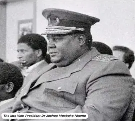  ??  ?? The late Vice-President Dr Joshua Mqabuko Nkomo