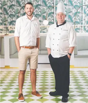  ?? Picture: ZAK SIMMONDS ?? REIMAGINED: Cody Coulton, manager of The Ville's new restaurant, The Palm House, with executive chef Nicholas Redsell.