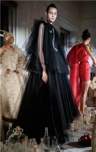  ?? Getty Images ?? Emirati designer Ahmed Khyeli showed off his ethereal new collection at London Fashion Week.