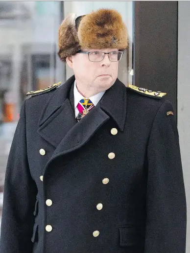  ?? ADRIAN WYLD / THE CANADIAN PRESS ?? Vice-Admiral Mark Norman leaves court following a hearing on access to documents in Ottawa on Friday.
