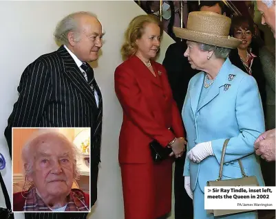  ?? PA/James Warrington ?? Sir Ray Tindle, inset left, meets the Queen in 2002