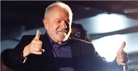  ?? ?? Luiz Inácio ‘Lula’ da Silva, tras conocer los resultados electorale­s en la madrugada del pasado domingo.