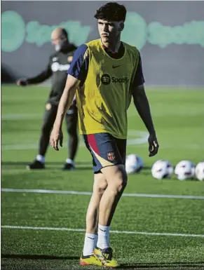  ?? FOTO: FCB ?? Pau Cubarsí durante la sesión de entrenamie­nto de ayer en la Ciutat Esportiva