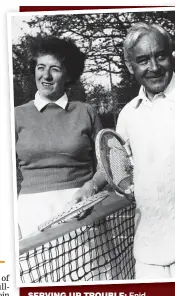  ??  ?? SERVING UP TROUBLE: Enid playing tennis with Kenneth Waters in 1949. Below: With first husband Major Hugh Pollock on their wedding day in 1924