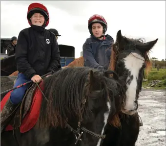  ??  ?? The O’Connor brothers from Gortanora taking part in the fundraisin­g horse ride in Ventry on Sunday in aid of the Kerry Cork Health Link Bus service. Photo by Declan Malone