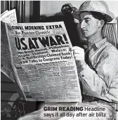  ?? ?? GRIM READING Headline says it all day after air blitz