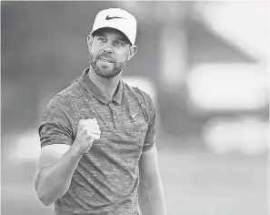  ?? MARIANNA MASSEY/GETTY IMAGES ?? A birdie putt on the third playoff hole on Sunday in the Safeway Open in Napa, Calif., clinched Kevin Tway’s first PGA Tour victory.