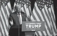  ?? MIKE STEWART/AP PHOTO ?? Republican presidenti­al candidate former President Donald Trump speaks at a campaign rally Saturday in Rome, Ga.