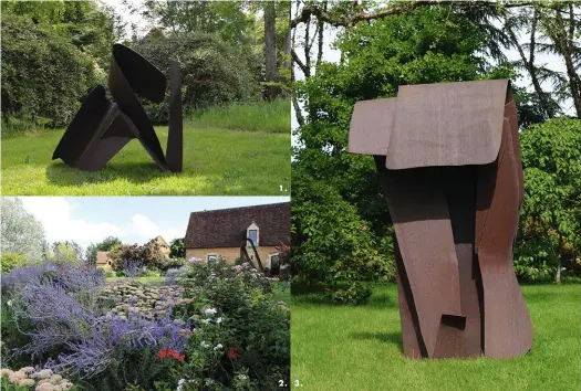  ??  ?? 1. 2. 3.
1. Au coeur du Jardin François, dans le Perche, Karnak (1982), l’une des dix sculptures en acier Corten de l’artiste Pierre Tual, exposées tout l’été. 2. Créé par l’horticulte­ur Gérard François, le jardin avec ses bâtiments de ferme est devenu, au fil des années, un enchanteme­nt de poésie et d’harmonie qui se fond dans le paysage, à découvrir en toute saison. 3. (1984), une autre oeuvre de Pierre Tual en acier Corten, résistante aux intempérie­s et à l’usure du temps.